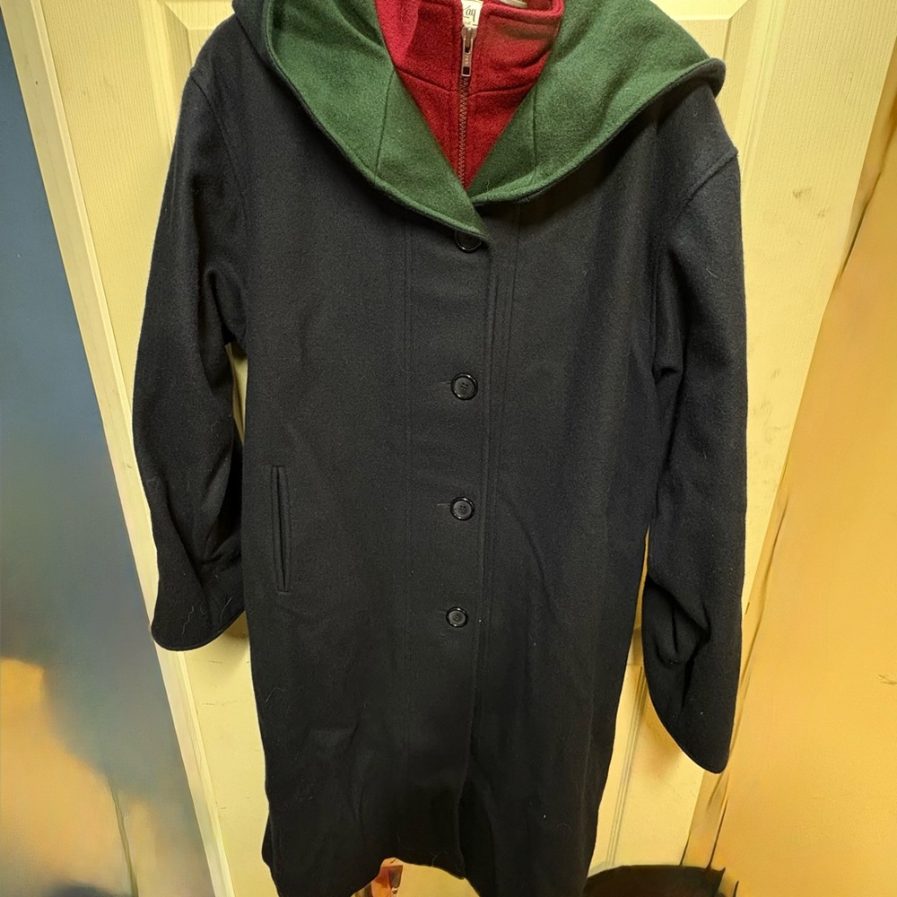 Stylish Wool Trench Coat with Hood